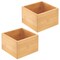 mDesign Bamboo Square Pantry Organizer Container Bin Box, 2 Pack, Natural/Tan